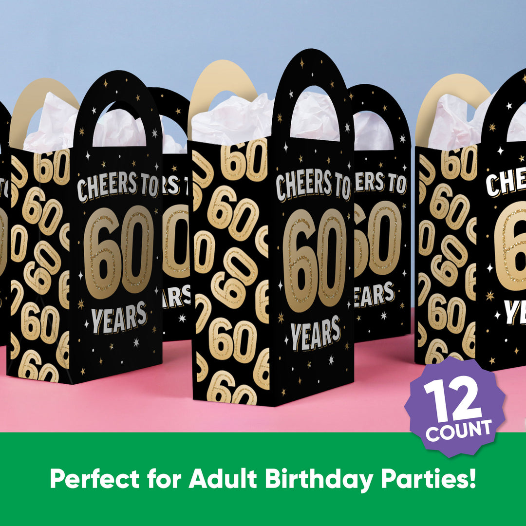 60th Birthday Paper Favor Bags - 12 Ct