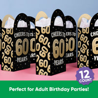 60th Birthday Paper Favor Bags - 12 Ct
