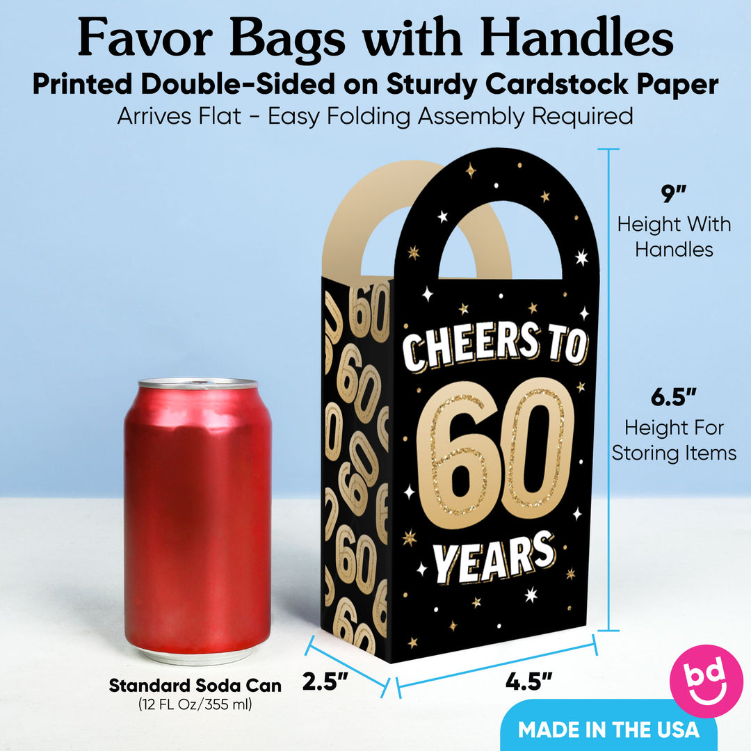 60th Birthday Paper Favor Bags - 12 Ct