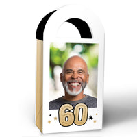 Custom Photo 60th Birthday Paper Favor Bags - 12 Ct