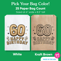 Paper Treat Bags - 60th Birthday - 25 Ct