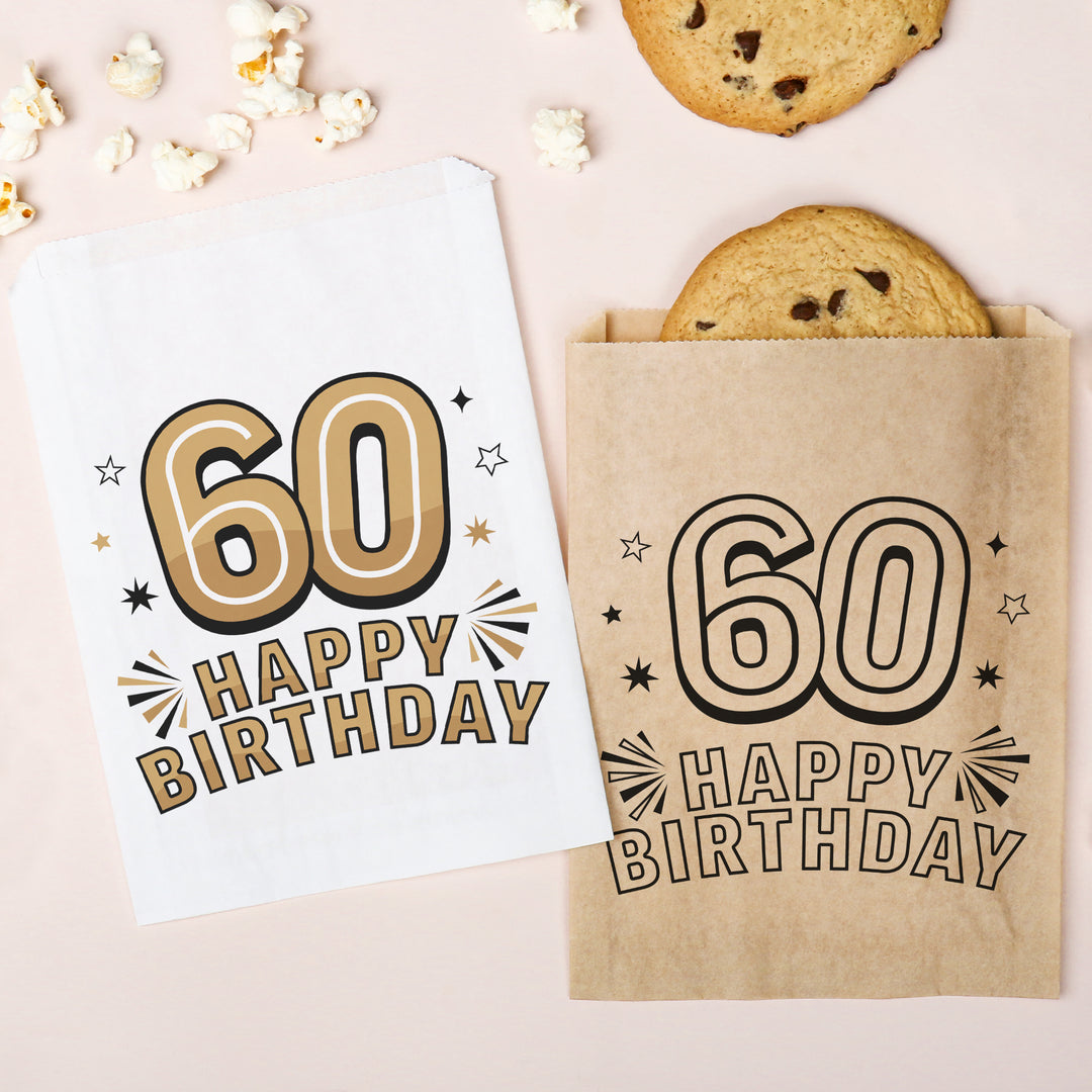 Paper Treat Bags - 60th Birthday - 25 Ct