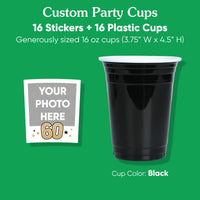 Custom Photo Party Cups - 60th Birthday - 16 Ct