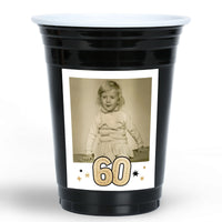 Custom Photo Party Cups - 60th Birthday - 16 Ct