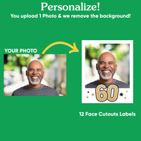 Custom Face  Drink Pouches - 60th Birthday - 12 Ct