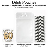 Drink Pouches - 60th Birthday - 12 Ct