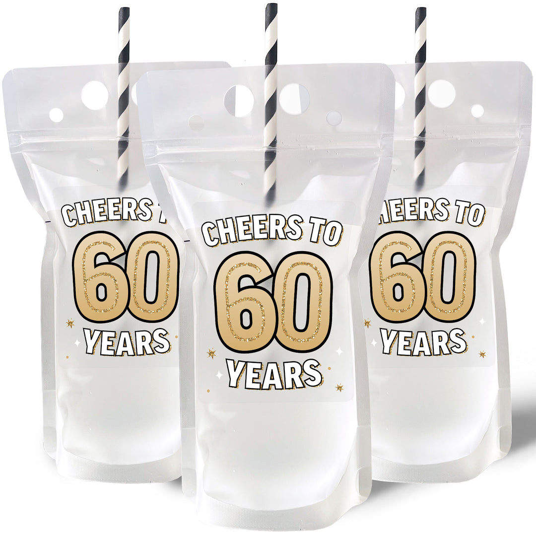 Drink Pouches - 60th Birthday - 12 Ct