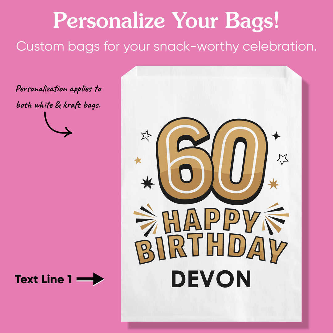 Custom Text Paper Treat Bags - 60th Birthday