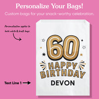 Custom Text Paper Treat Bags - 60th Birthday