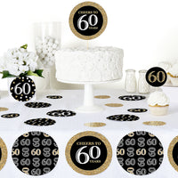 Adult 60th Birthday - Gold - Birthday Party Giant Circle Confetti - Birthday Party Decorations - Large Confetti 27 Count