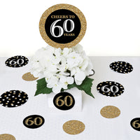 Adult 60th Birthday - Gold - Birthday Party Giant Circle Confetti - Birthday Party Decorations - Large Confetti 27 Count