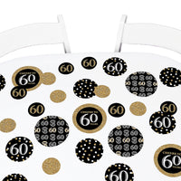 Adult 60th Birthday - Gold - Birthday Party Giant Circle Confetti - Birthday Party Decorations - Large Confetti 27 Count