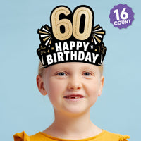 60th Birthday Paper Headbands - 16 Ct