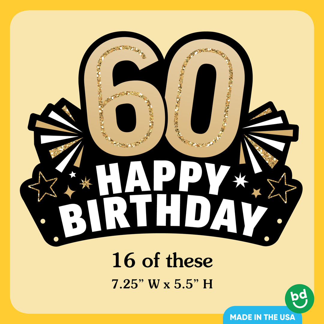 60th Birthday Paper Headbands - 16 Ct