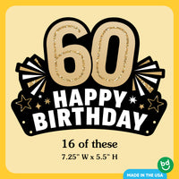 60th Birthday Paper Headbands - 16 Ct