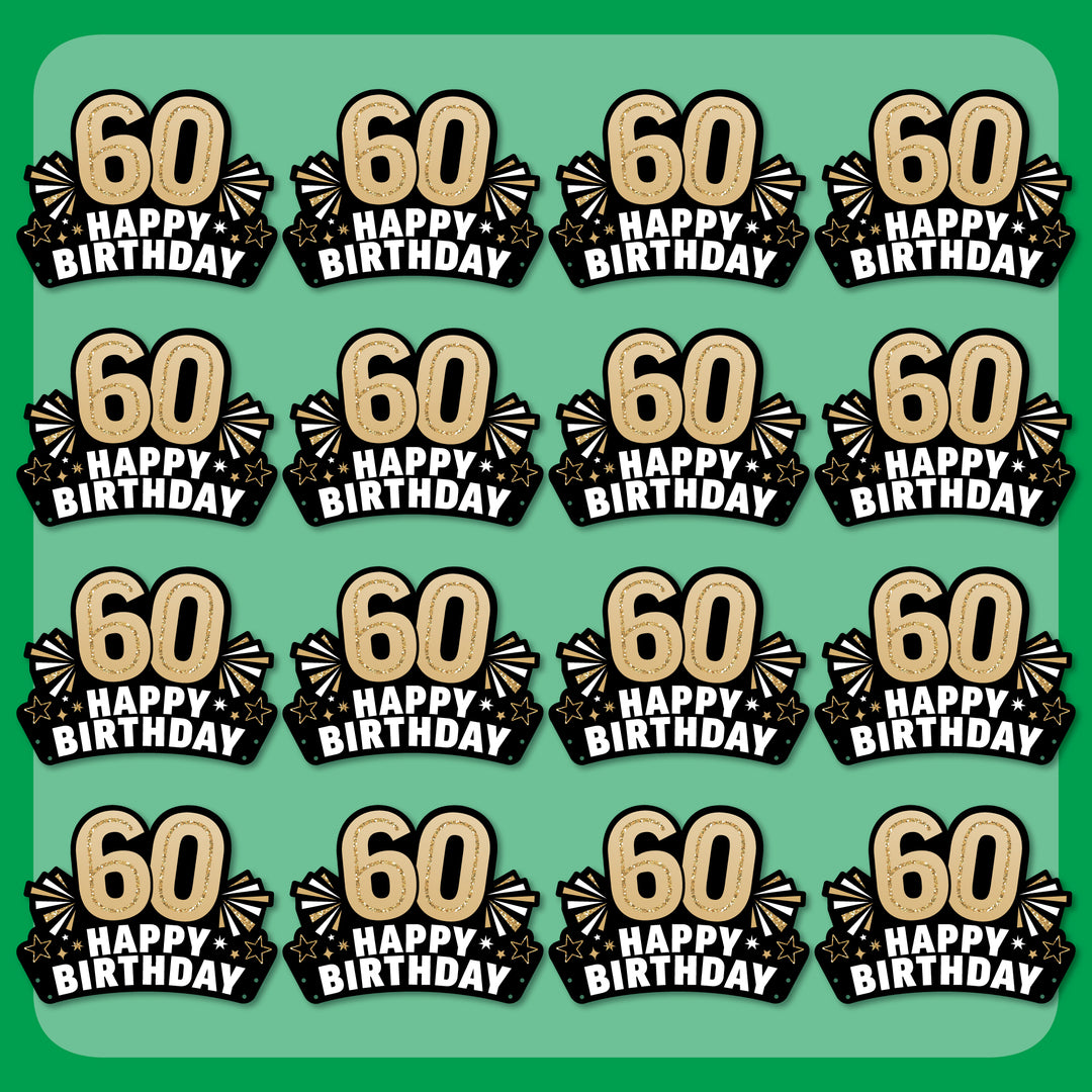 60th Birthday Paper Headbands - 16 Ct
