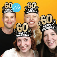 60th Birthday Paper Headbands - 16 Ct