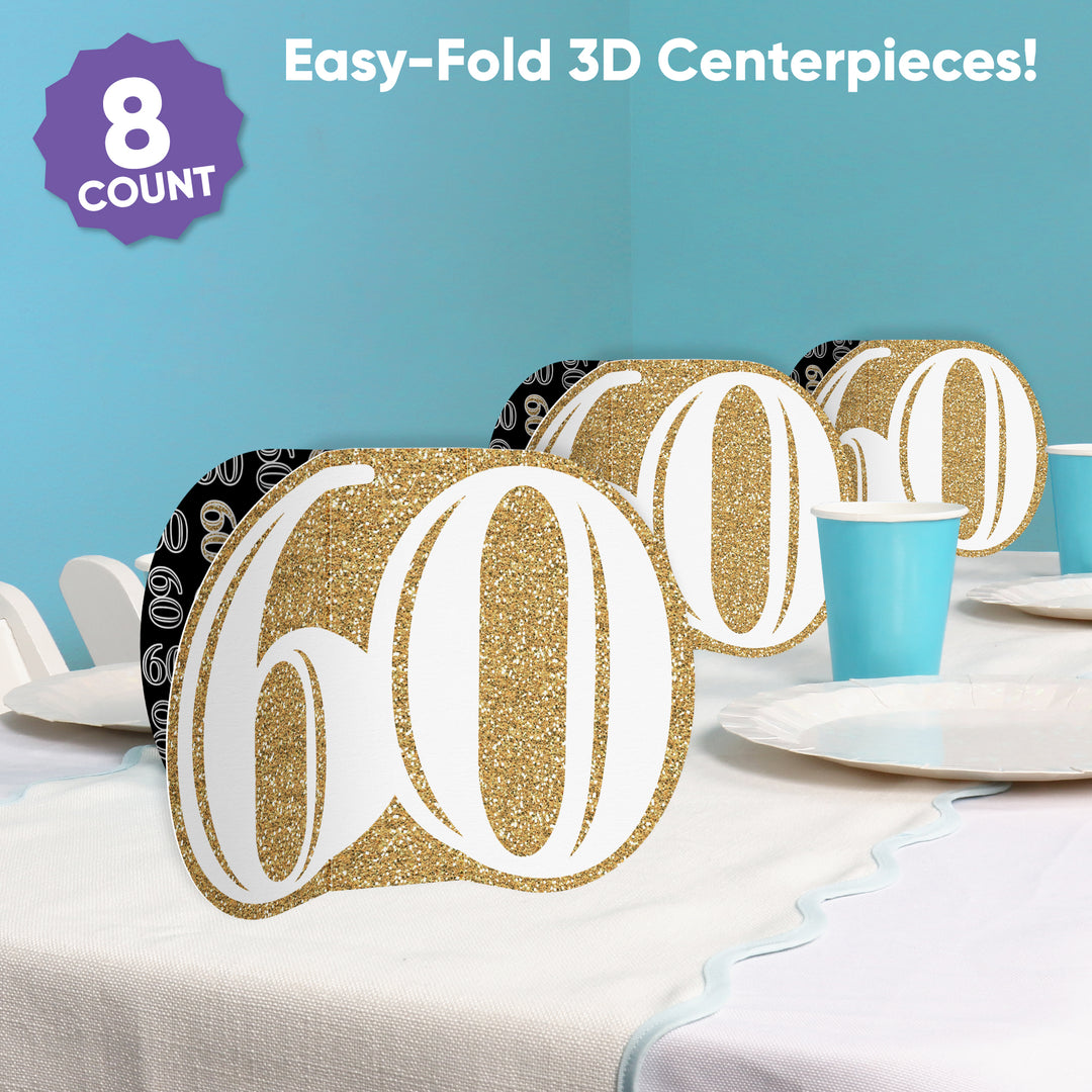 60th Birthday 3D Centerpieces - 8 Ct