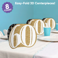 60th Birthday 3D Centerpieces - 8 Ct