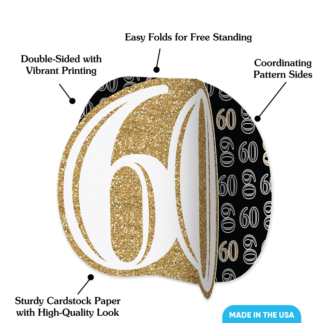 60th Birthday 3D Centerpieces - 8 Ct