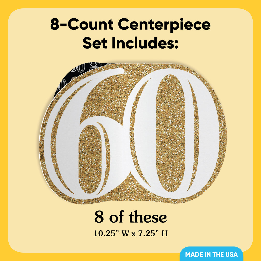 60th Birthday 3D Centerpieces - 8 Ct