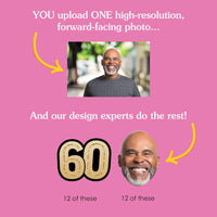 Custom Fun Face 60th Birthday Treat Picks - 24 Ct