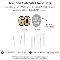 Custom Fun Face 60th Birthday Treat Picks - 24 Ct
