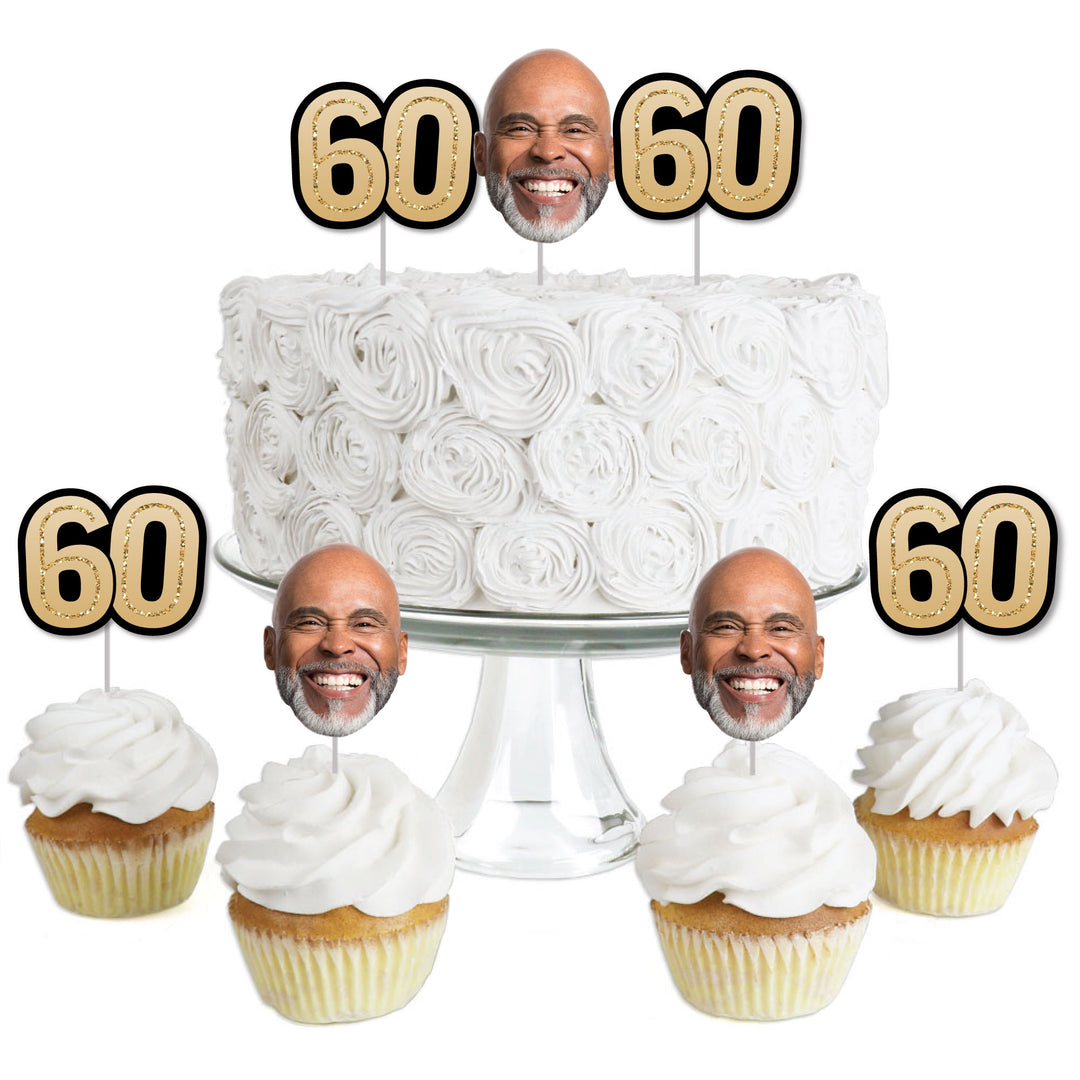 Custom Fun Face 60th Birthday Treat Picks - 24 Ct