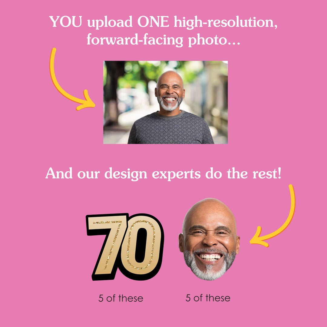 Custom Face Yard Signs - 70th Birthday - 10 Pc