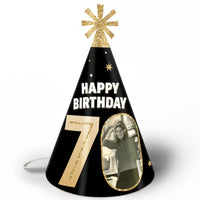 Custom Photo 70th Birthday Cone Hat - 8 Ct