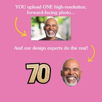 70th birthday face shapes personalized from one forward facing photo