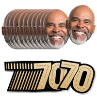 Custom 70th birthday fun face mini cutout decorations