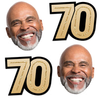 Custom 70th birthday fun face and number cutout decoration set