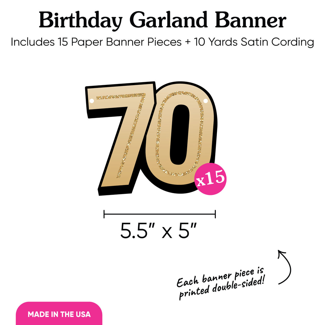 70th Birthday Garland Banner - 15 Pc