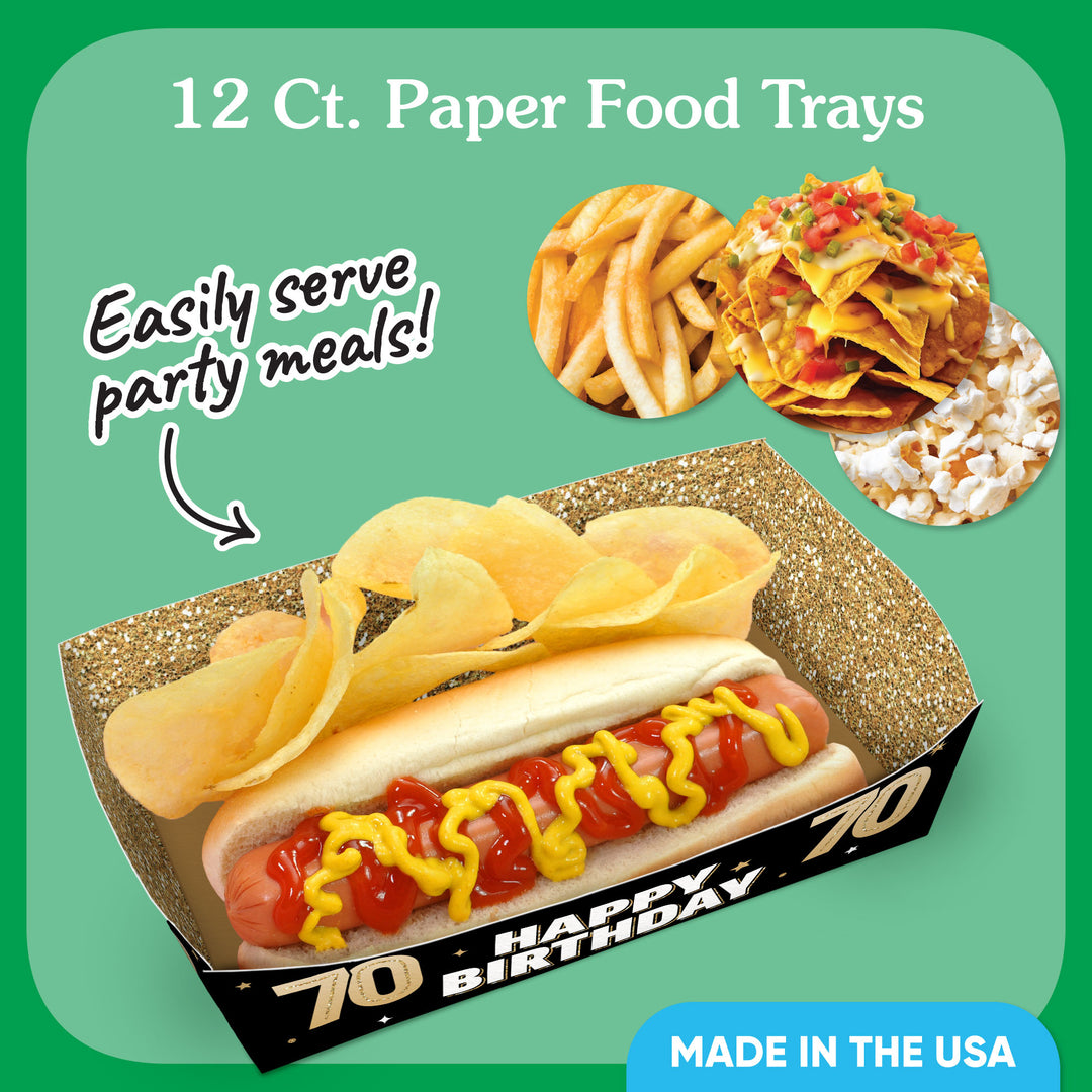 70th Birthday Party Paper Food Trays