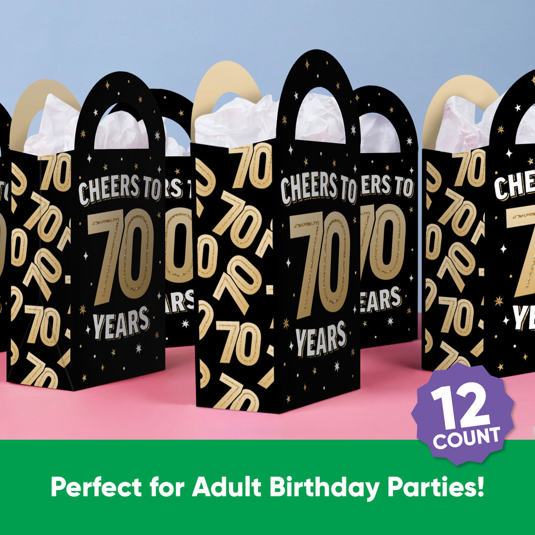 70th Birthday Paper Favor Bags - 12 Ct
