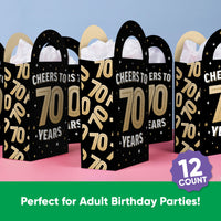 70th Birthday Paper Favor Bags - 12 Ct