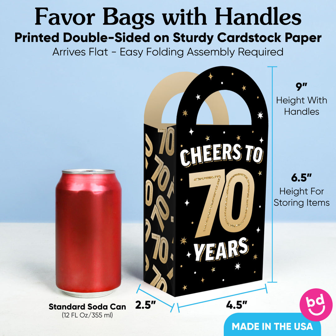 70th Birthday Paper Favor Bags - 12 Ct