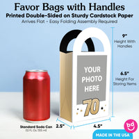 Custom Photo 70th Birthday Paper Favor Bags - 12 Ct