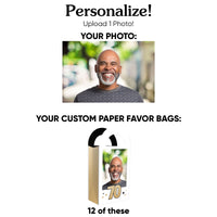 Custom Photo 70th Birthday Paper Favor Bags - 12 Ct