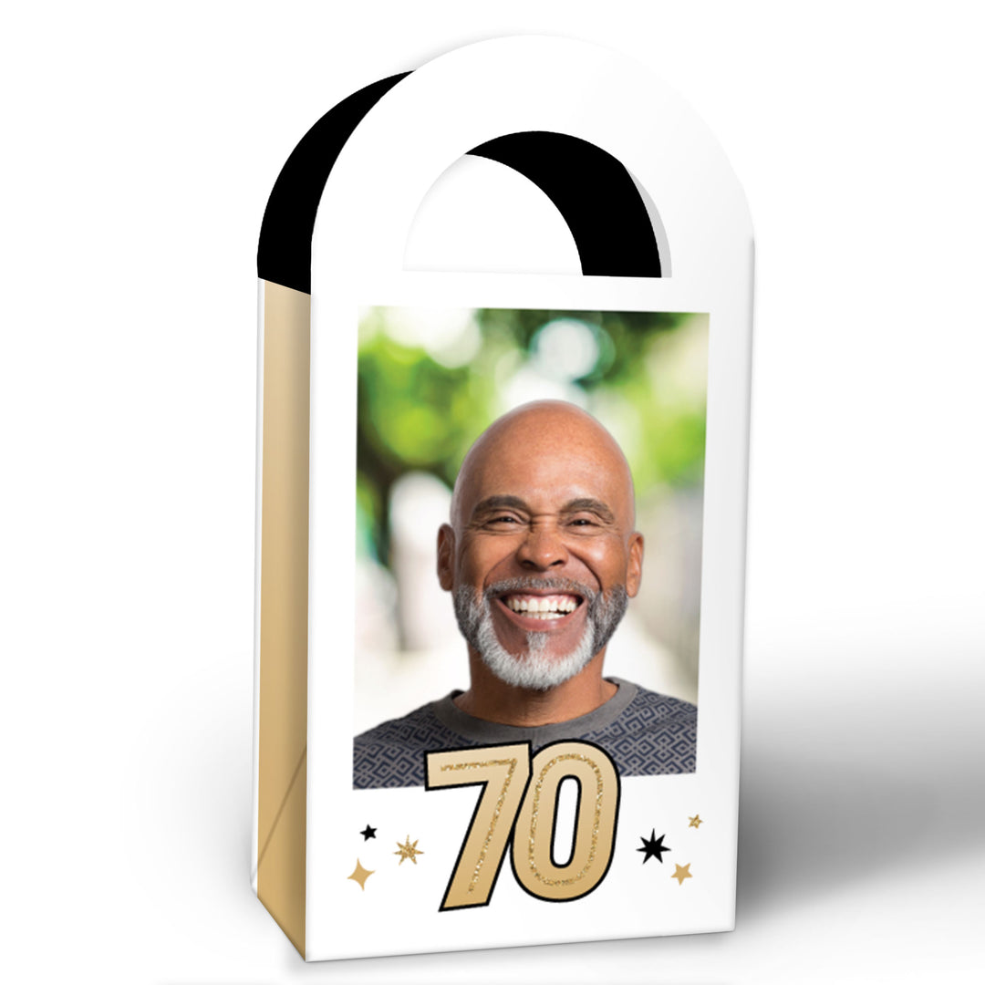 Custom Photo 70th Birthday Paper Favor Bags - 12 Ct