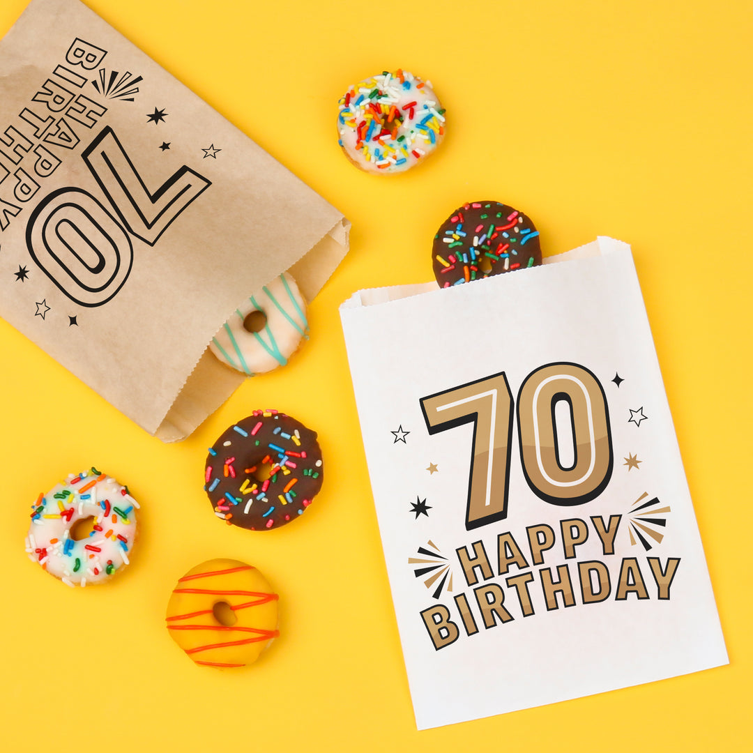 Paper Treat Bags - 70th Birthday - 25 Ct