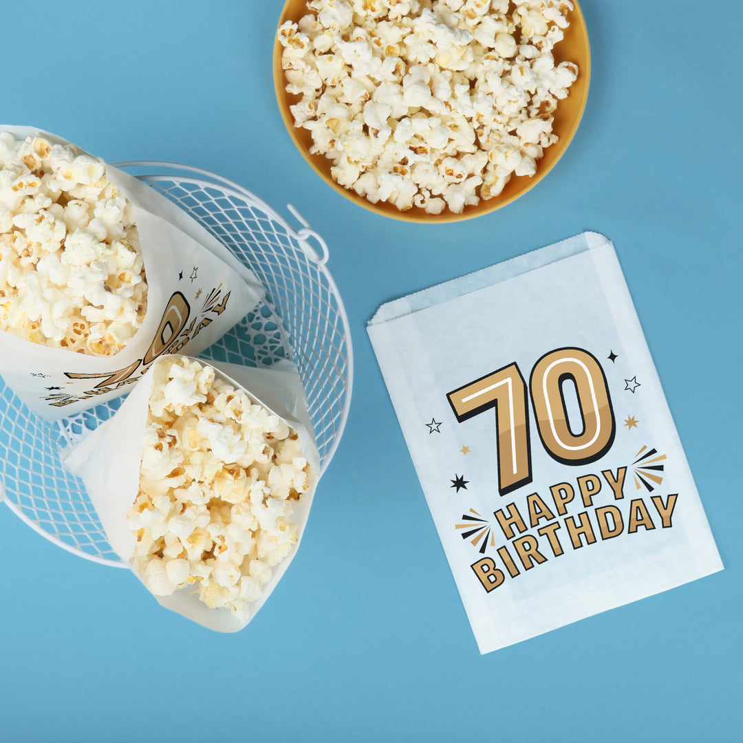 Paper Treat Bags - 70th Birthday - 25 Ct