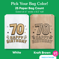 Paper Treat Bags - 70th Birthday - 25 Ct