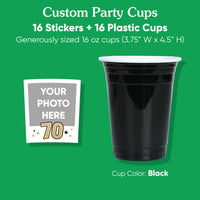 Custom Photo Party Cups - 70th Birthday - 16 Ct