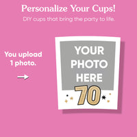 Custom Photo Party Cups - 70th Birthday - 16 Ct