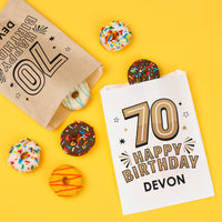 Custom Text Paper Treat Bags - 70th Birthday