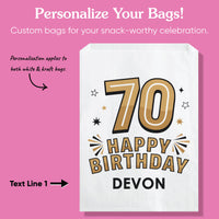 Custom Text Paper Treat Bags - 70th Birthday