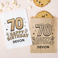 Custom Text Paper Treat Bags - 70th Birthday