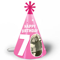 Custom Photo 70th Birthday Cone Hat - 8 Ct